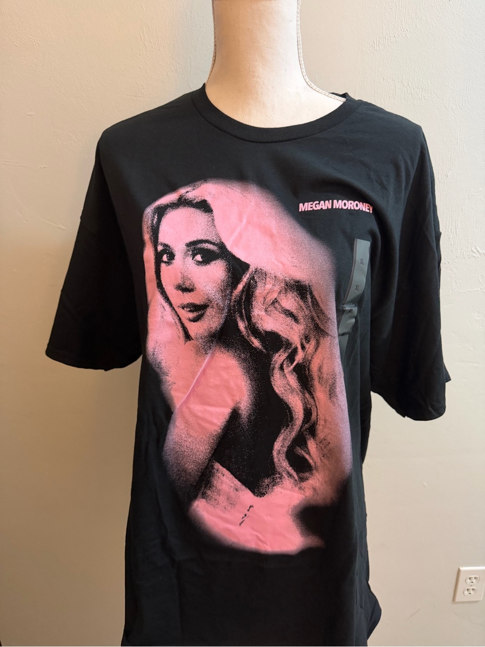 Black Tee with Pink Portrait Graphic